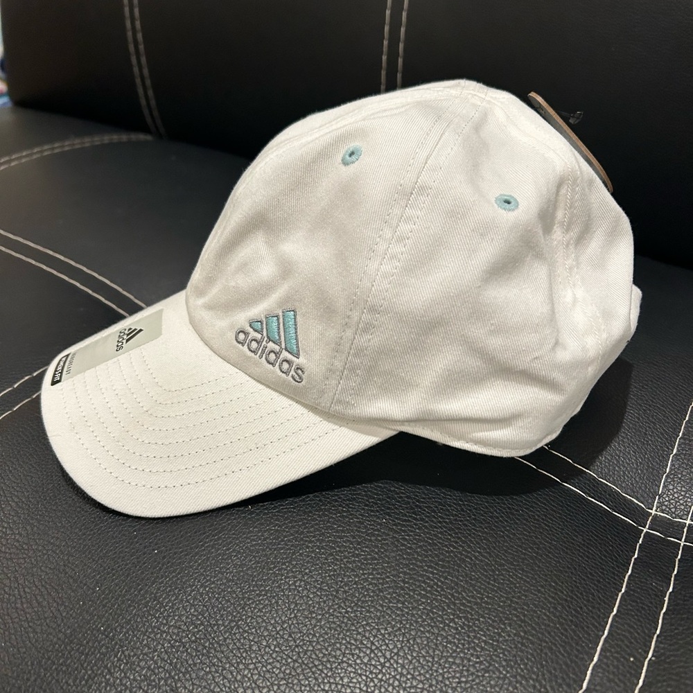 Adidas Women’s Cream Cap with Blue Logo - Picture 2 of 4